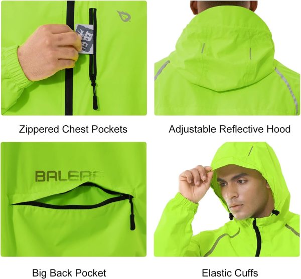BALEAF Men's Rain Jacket Waterproof Windbreaker Running Cycling Golf Hiking - Image 4