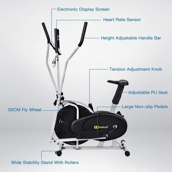 Nightcore 2 in 1 Elliptical Fan Bike Dual Cross Trainer Machine, Workout - Image 3