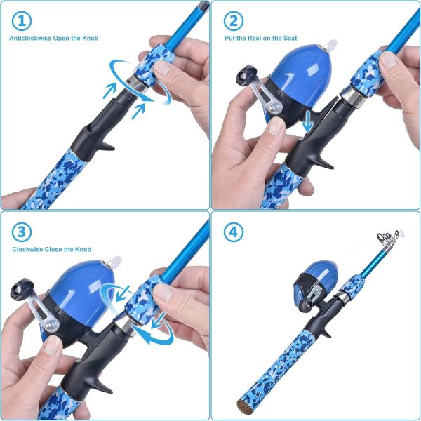 CODEK Kids Fishing Pole Set with Full Starter Kits 2 Set Portable - Image 3