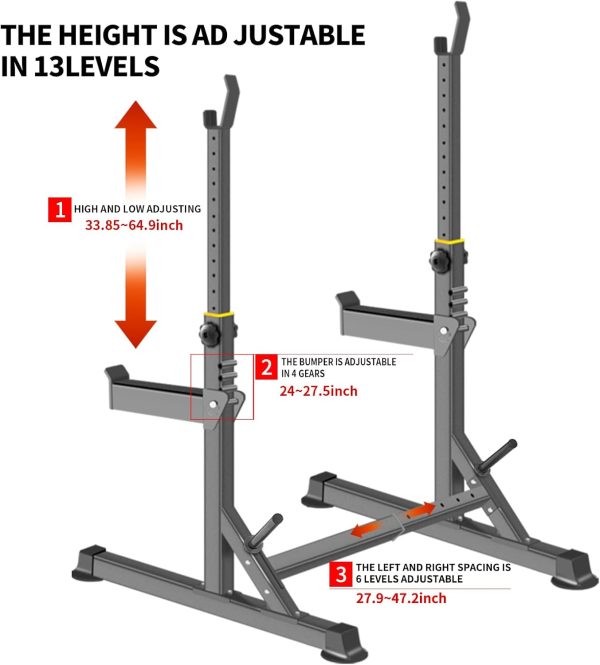 Adjustable Squat Rack,Multi-Function Barbell Rack for Weight Lifting and - Image 3