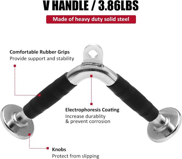 Tricep Press Down Cable Machine Attachment, Heavy Duty Solid Steel LAT Pull - Image 4