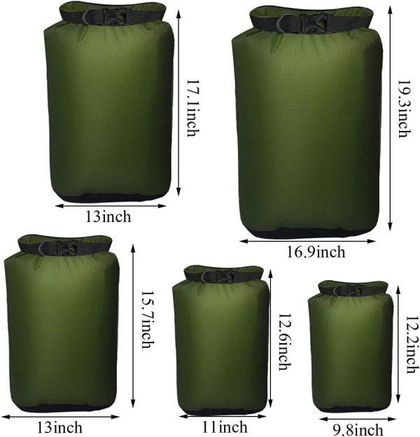 Pimoys 5 Pack Waterproof Dry Sacks, Lightweight Outdoor Dry Bags 20L /12L / - Image 3