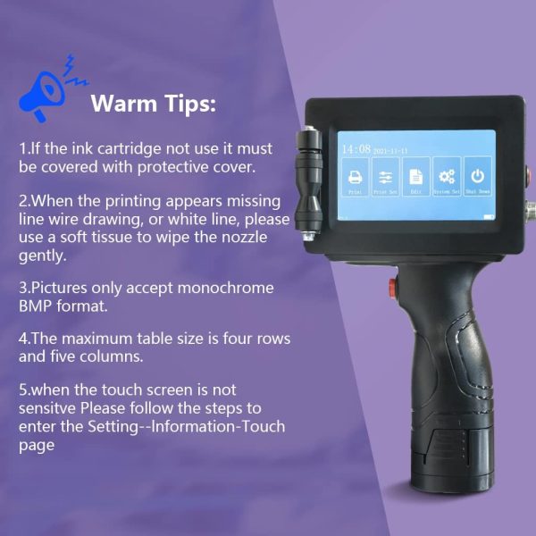PEKOKO Inkjet Printer with 4.3 Inch HD Touch Screen,Handheld Inkjet Printer - Image 7