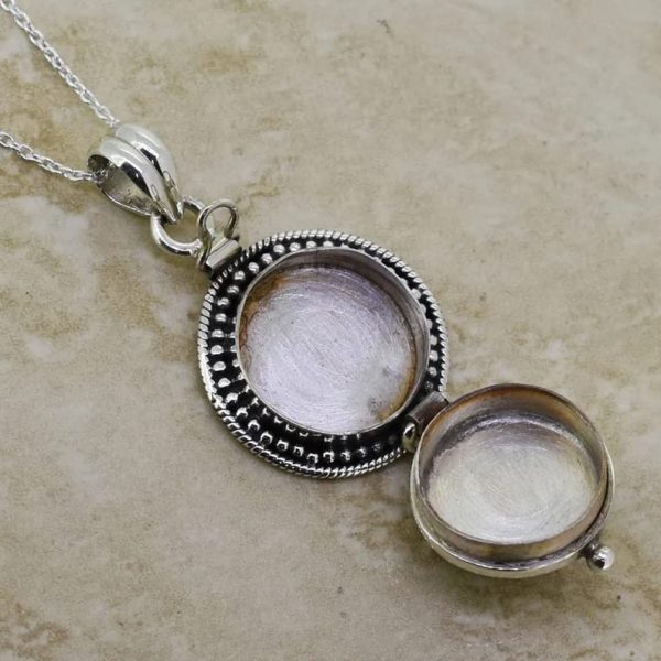Black onyx pendant, 925 sterling silver, perfume box pendant, poison box - Image 4