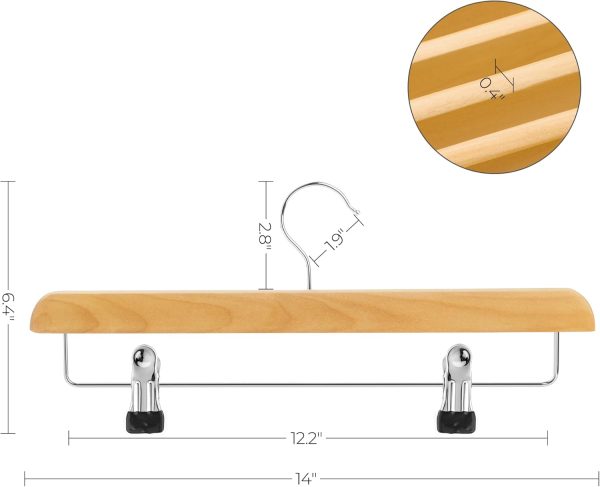 SONGMICS Wooden Pants Hangers 8 Pack, Pants Hangers with Adjustable - Image 6