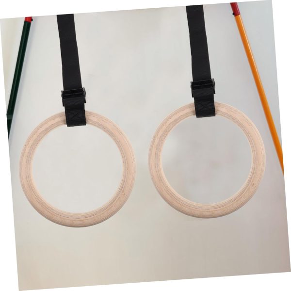Wooden Gymnastics Rings with Adjustable Straps Bodyweight Pull Up Rings for - Image 5