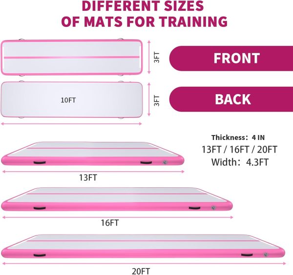 10ft 13ft 16ft 20ft Inflatable Air Gymnastics Mat Pink/Purple Track - Image 2