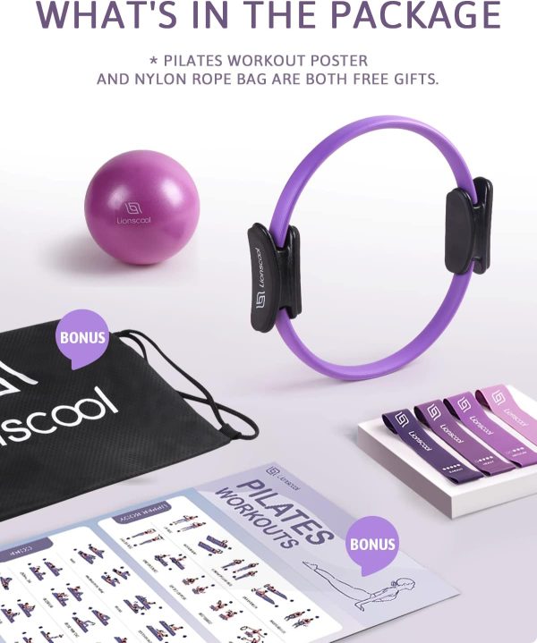 LIONSCOOL Pilates Ring Set - Premium Anti-Deformation 14”Magic Circle with - Image 7