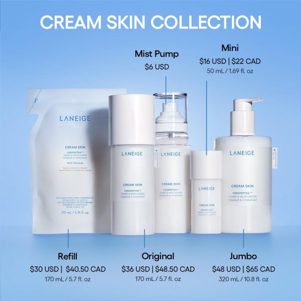 LANEIGE Cream Skin Refillable Toner & Moisturizer with Ceramides and - Image 10