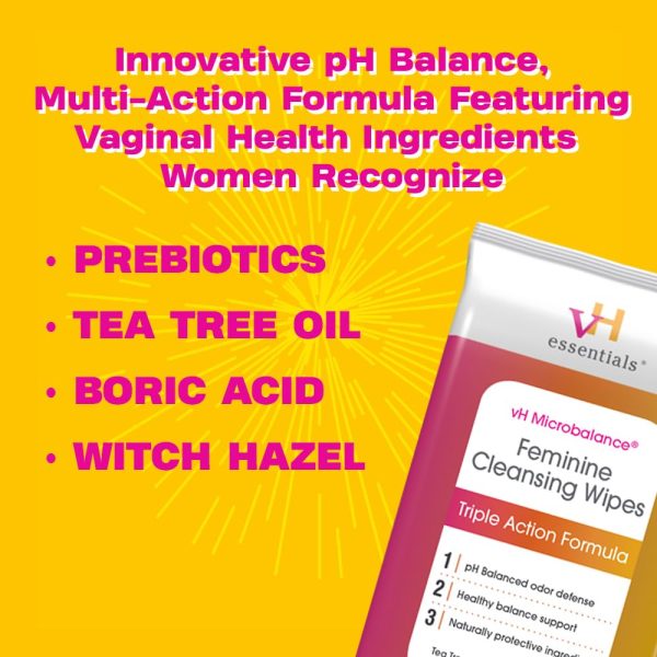 vH essentials Feminine Cleansing Wipes - pH Balanced, Prebiotics, Tea Tree - Image 3
