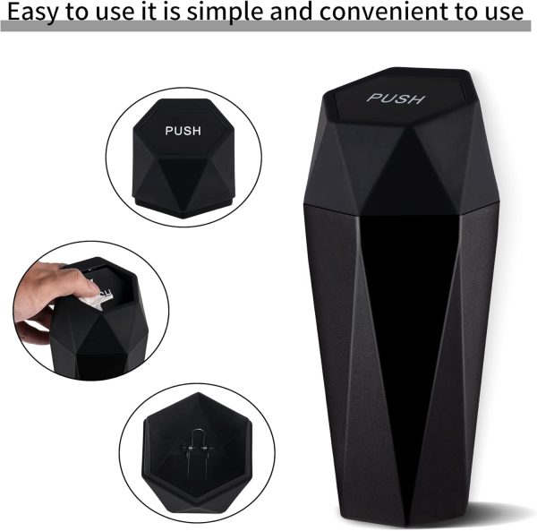 JUSTTOP Car Trash Can with Lid, Diamond Design Small Automatic Portable - Image 3