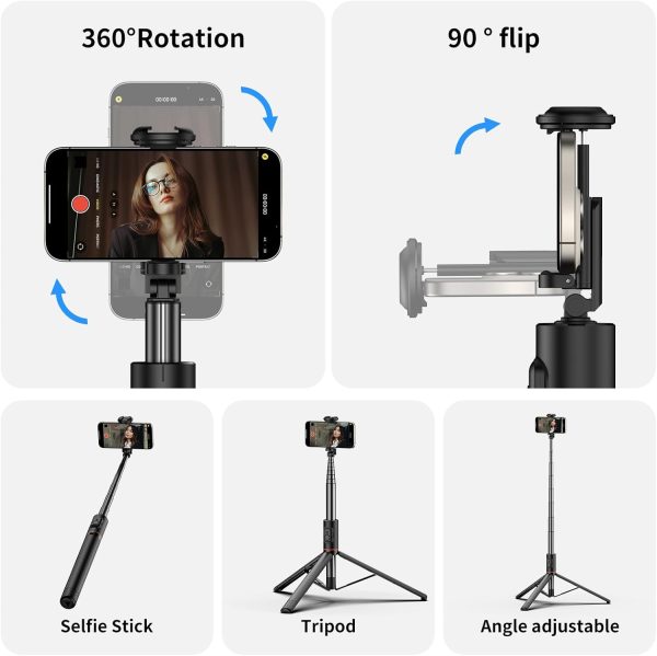 Joyful 72" Phone Tripod & Selfie Stick,Extendable Cell Phone Tripod Stand - Image 5