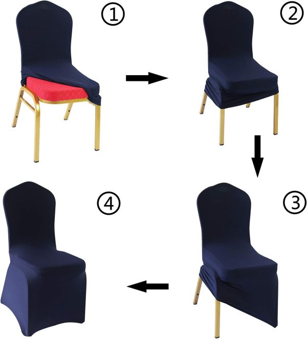 WELMATCH Navy Blue Spandex Chair Covers - 48 PCS Weddding Events Party - Image 5