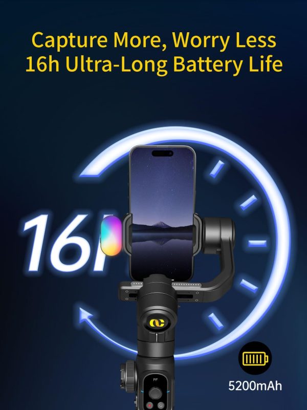 Gimbal Stabilizer for Smartphone, Phone Gimbal w/8" Extension Rod, - Image 9