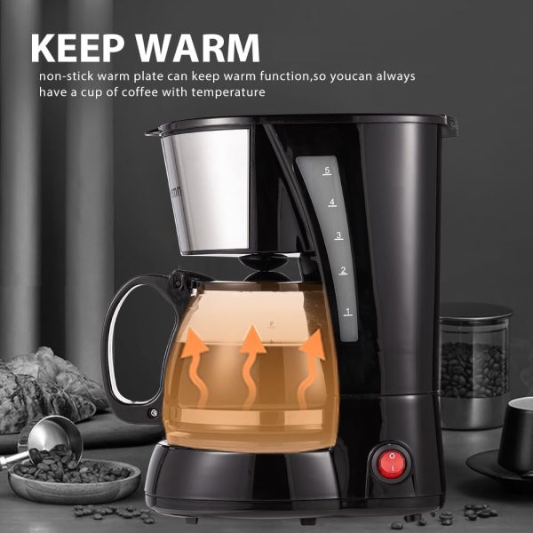 4 Cup Drip Coffee Maker, Coffee Pot Machine Permanent Coffee Filter, Small - Image 2