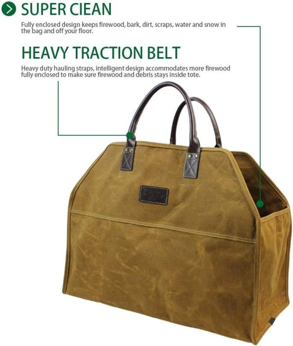 INNO STAGE Heavy Duty Wax Canvas Log Carrier Tote,Large Fire Wood - Image 7