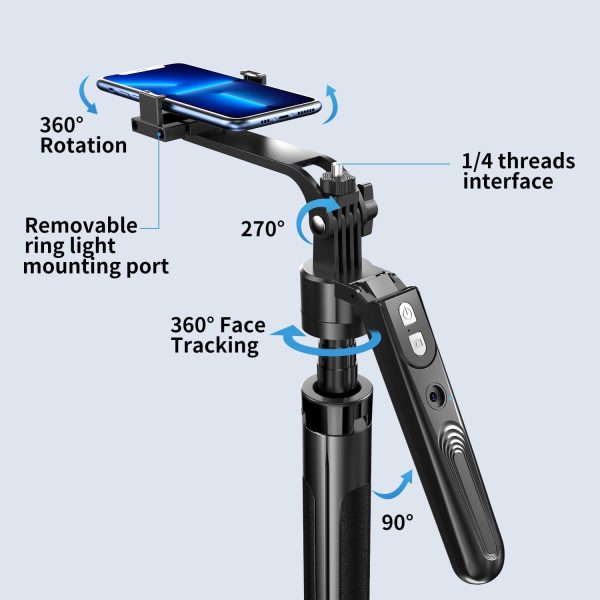 yAyusi Extendable Auto Face Tracking Tripod 360° Rotation with Light, No - Image 3