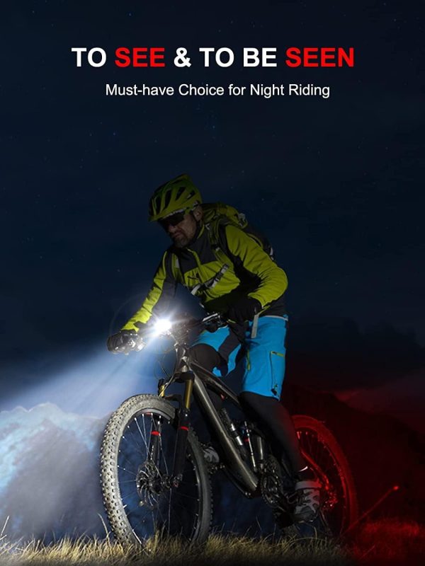 Bike Lights, Rechargeable Bicycle Lights Set Super Bright 8+12 Modes, IPX6 - Image 7