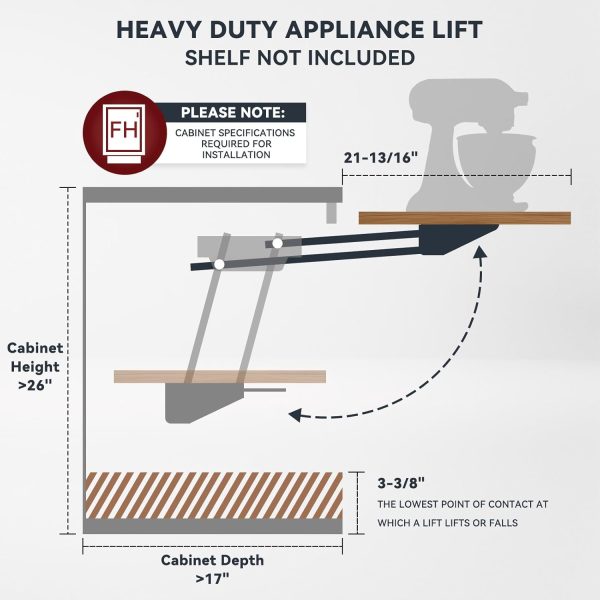 Appliances & Mixer Lift for Cabinet, Soft-Close Appliance Lifter with - Image 3