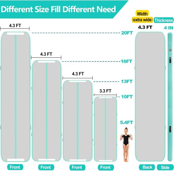 13ft/16ft/20ft Inflatable Air Gymnastics Mat Training Mats 4.3ft Widening 4 - Image 5