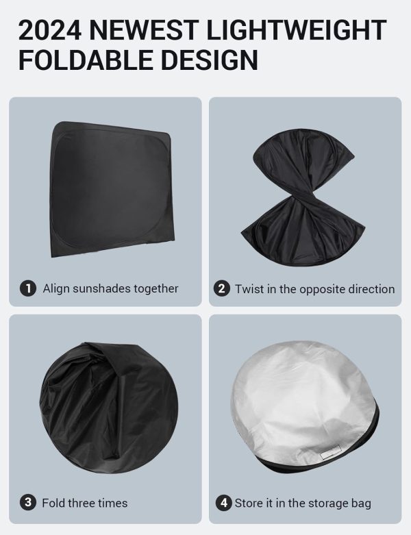 Proadsy 2024 Upgrade Front Windshield Sun Shade Foldable Sunshade Protector - Image 4