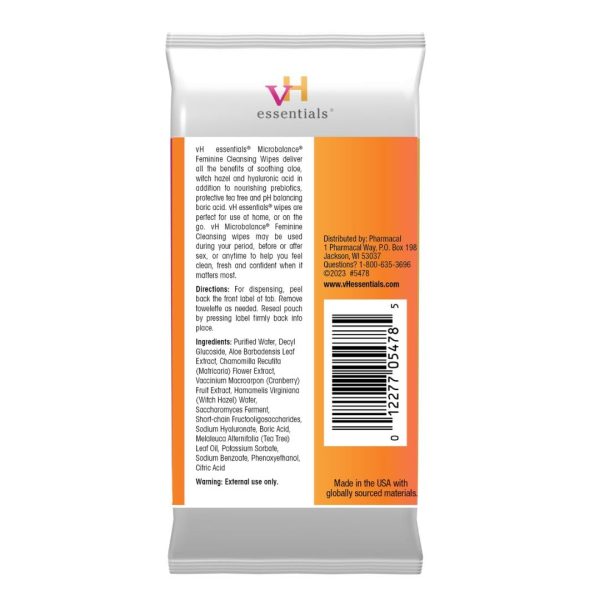 vH essentials Feminine Cleansing Wipes - pH Balanced, Prebiotics, Tea Tree - Image 2