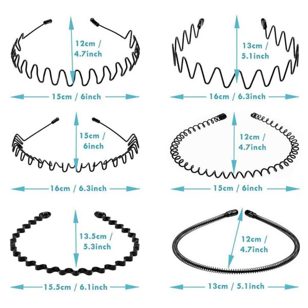 Nomakk 6 Pieces Metal Headbands Wavy Hairband Spring Hair Hoop Sports - Image 5