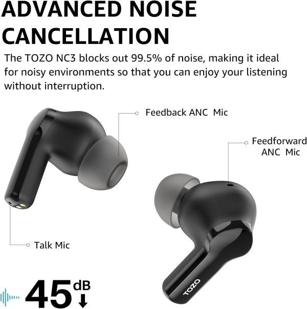 TOZO Hybrid Active Noise Cancelling Wireless Earbuds, 6 Mics Smart Noise - Image 3