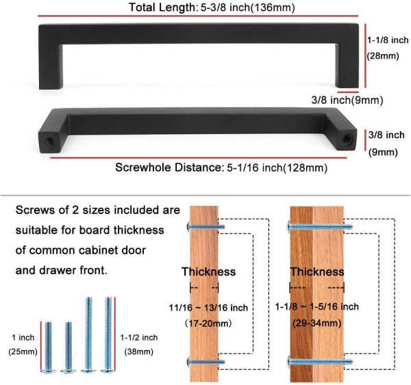 KOOFIZO 30-Pack Solid Square Bar Cabinet Handle - Oil Rubbed Bronze - Image 2