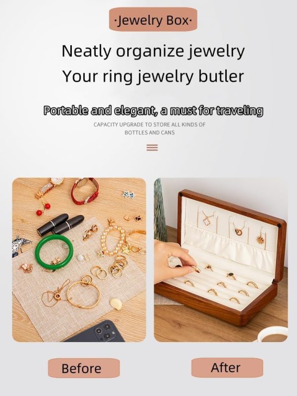 Jewelry Box Solid Wood Jewelry Organizer Box for Multiple Rings Cufflinks - Image 3