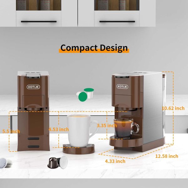 KOTLIE Multifunctional 4in1 Espresso Machine, 19Bar Pressure Single Serve - Image 6
