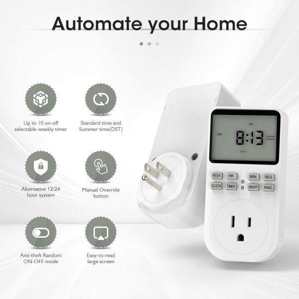 Plug in Digital Oulet Timer Switch 7 Day / 24 Hour Weekly Daily - Image 3
