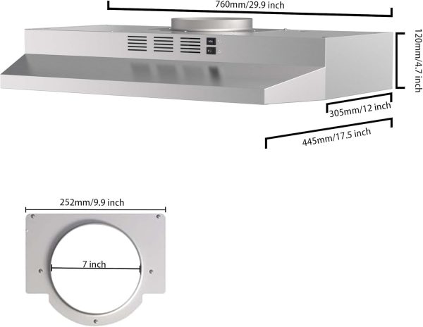 SNDOAS 30 inch Range Hood Ducted/Ductless Convertible Stainless Steel Range - Image 6