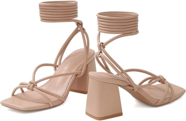 Shoe'N Tale Lace Up Heels for Women Ankle Strappy Gladiator High Heeled - Image 3