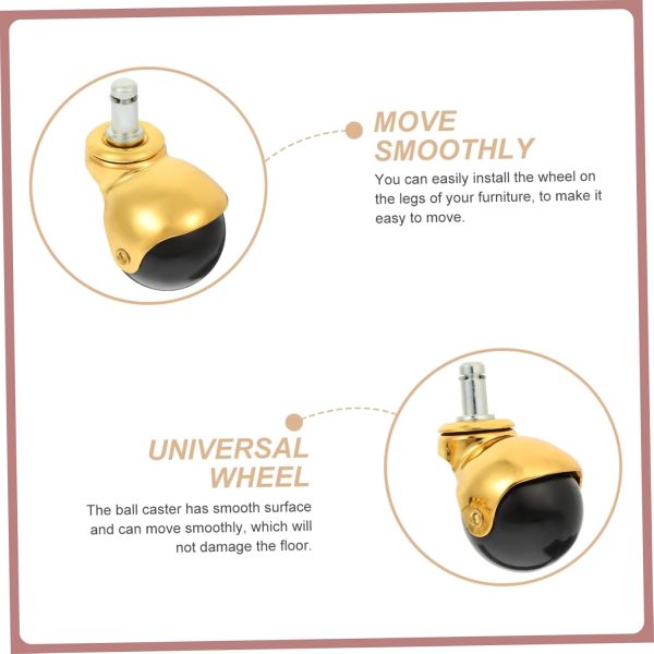 8 Pcs Gold Swivel Casters Furniture Caster Wheels Office Chair Wheels - Image 3