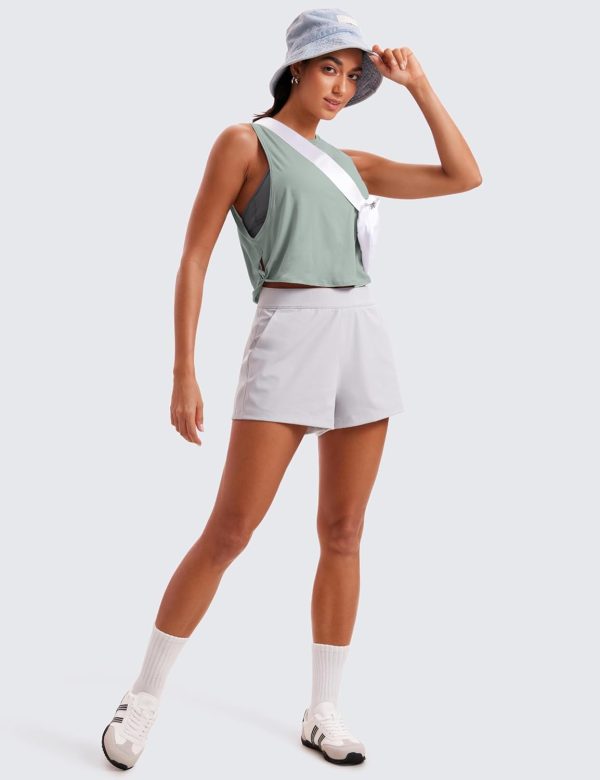 CRZ YOGA Pima Cotton Cropped Tank Tops for Women - Sleeveless Sports Shirts - Image 3
