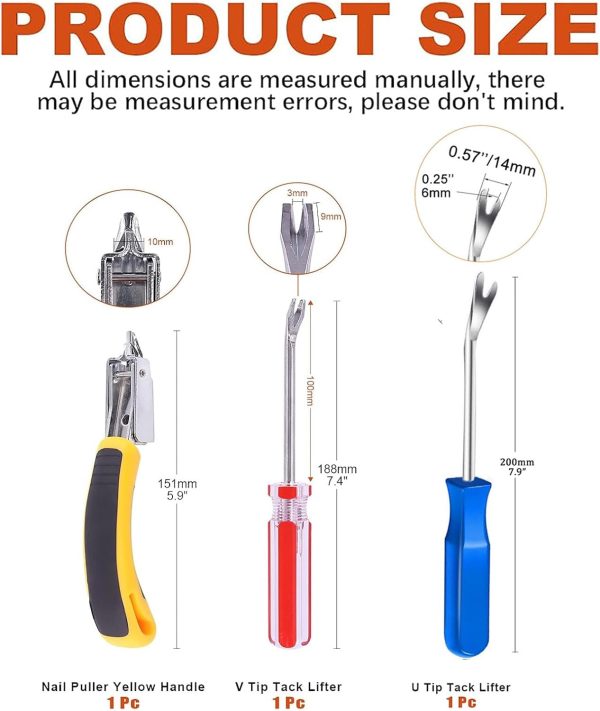 Upholstery Staple Remover Tool Kit,Heavy Duty Carpet Tack Strip Nail Wood - Image 2