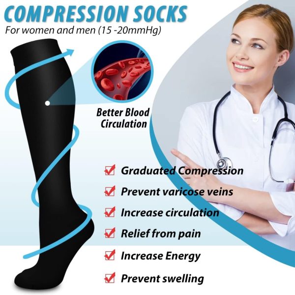BLUEENJOY Copper Compression Socks for Women & Men (6 pairs) - Best Support - Image 5