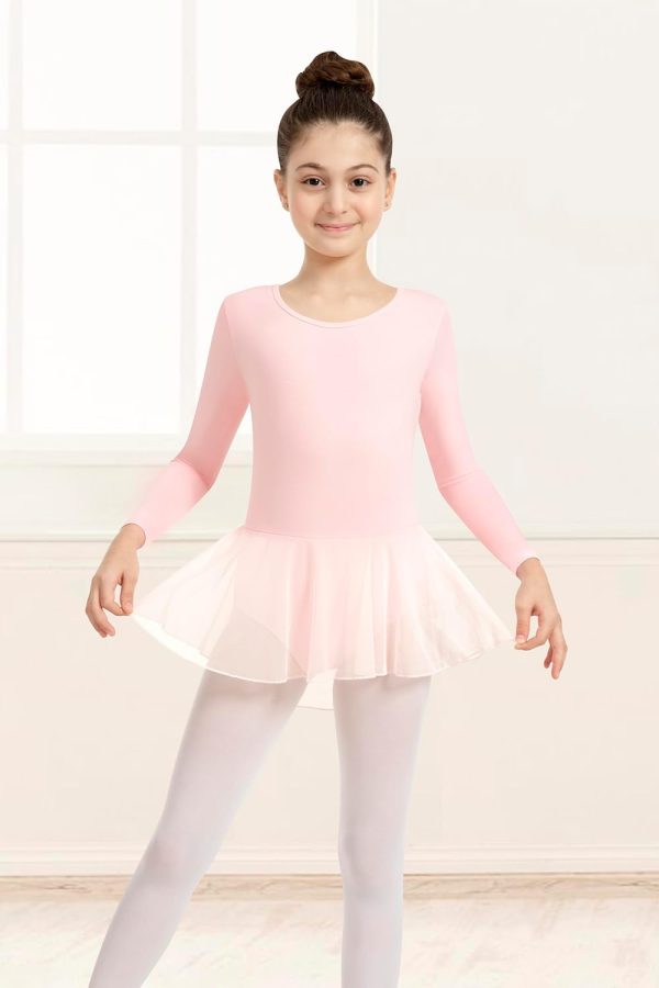 MOLLDAN Girls Dance Leotards for Ballet Dress Shiny Skirt Ruffle Sleeve - Image 3