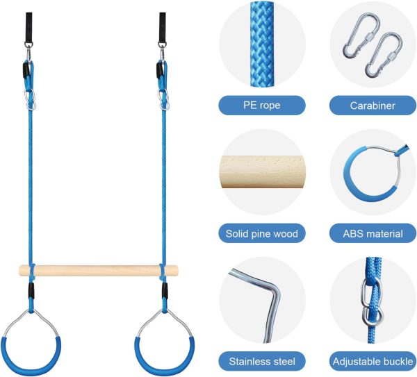 Trapeze Swing Bar with Gymnastic Rings Warrior Accessories for Obstacle - Image 3