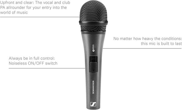 SENNHEISER E825-S Handheld Cardiod Dynamic Microphone with On/Off Switch - Image 3