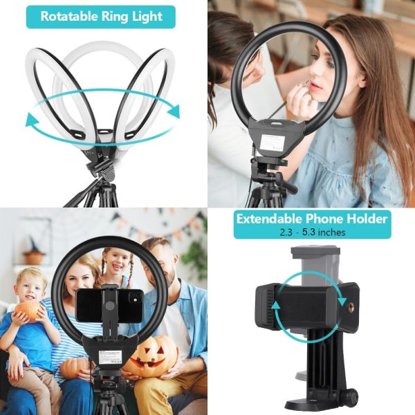 Sensyne 10'' Ring Light with 50'' Extendable Tripod Stand, LED Circle Light - Image 4