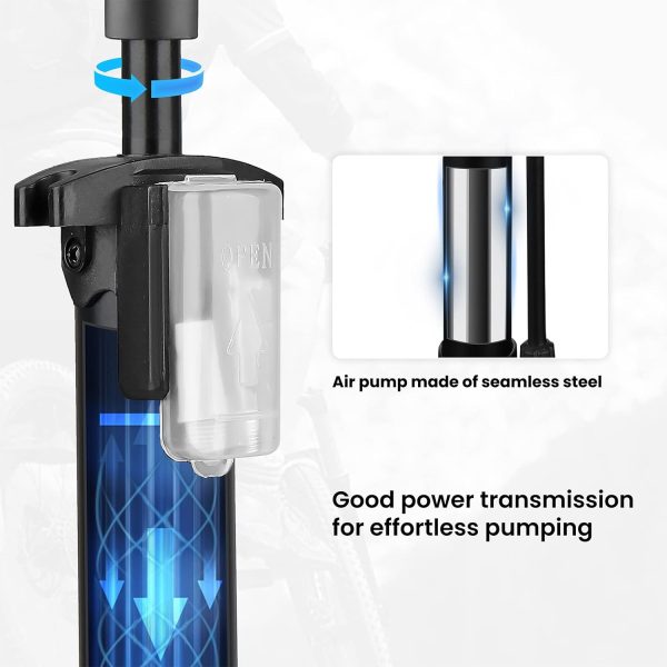 Hycline Bike Floor Pump: Bicycle Tire Pump 160 PSI High Pressure - Air Pump - Image 6