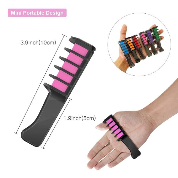 MSDADA 10 Color Hair Chalk for Girls - Hair Chalk Comb Kids Temporary Hair - Image 3