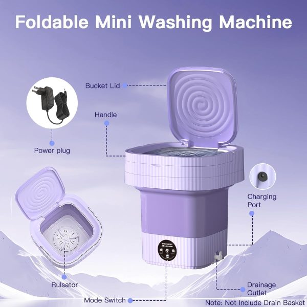 Portable Washing Machine,10L Folding Mini Washer with 3 Modes Deep Cleaning - Image 5
