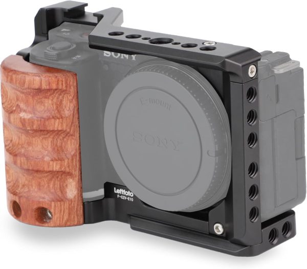 Leftfoto Upgrade Metal Cage with Wood Handle for Sony Alpha ZV-E10 Video - Image 9
