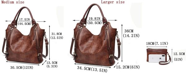 Women Tote Bag Handbags PU Leather Fashion Hobo Shoulder Bags with - Image 4