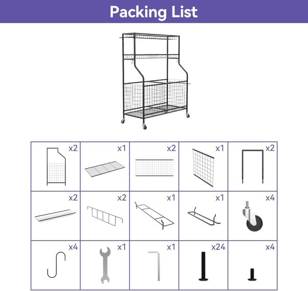 Garage Sports Equipment Organizer, Ball Storage Rack Indoor/Outdoor Rolling - Image 8