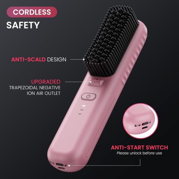 Cordless Hair Straightener Brush, Portable Mini Straightening Brush for - Image 6
