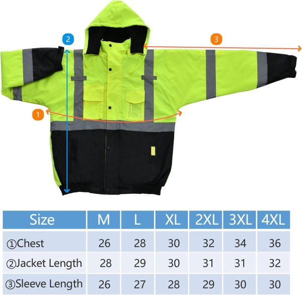 sesafety Work Winter Warm Snow Jacket Loose Fit with Hood for Men Winter - Image 4